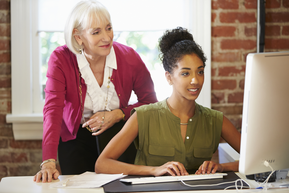 women in office working together