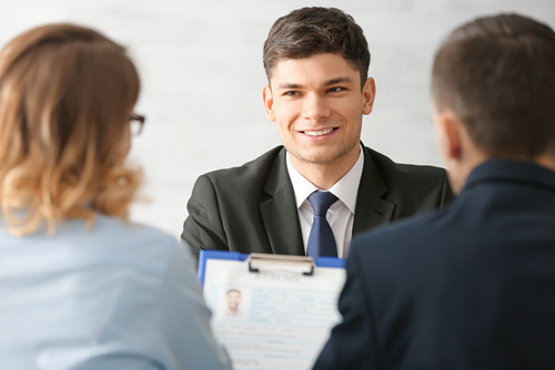 business team reviewing candidate